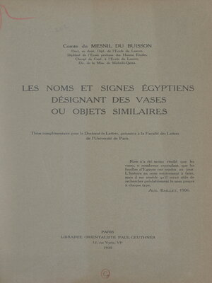 cover image of Les noms et signes égyptiens désignant des vases ou objets similaires